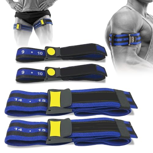 4Pack PRO Blood Flow Restriction Bands for Arms & Legs - Occlusion Training Bands, Gain Muscle Without Heavy Weight Lifting, Strong Elastic Strap & Quick-Release