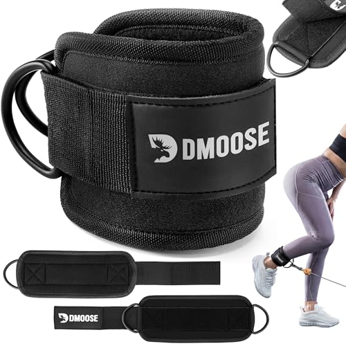 DMoose Fitness Ankle Strap for Cable Machine - One Size Fit with Premium Padding Cuffs, Ankle Bands for Working Out, Booty Workouts, Leg Extension, Hip Abductors, Kickbacks & Lower Body Exercises - color: Black - Single