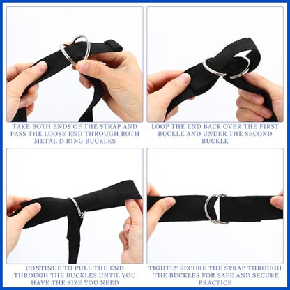Yoga Strap Stretching Pilates Exercise Adjustable Straps 6 ft Non Elastic Yoga Belt with Adjustable D Ring Buckle for Pilates Gym Workouts Fitness - color: Black