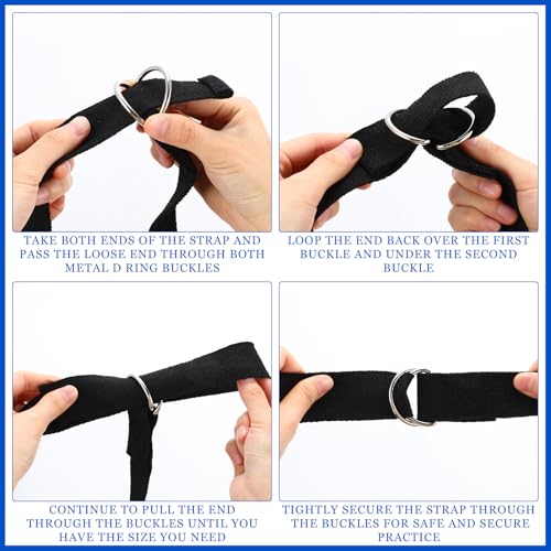 Yoga Strap Stretching Pilates Exercise Adjustable Straps 6 ft Non Elastic Yoga Belt with Adjustable D Ring Buckle for Pilates Gym Workouts Fitness