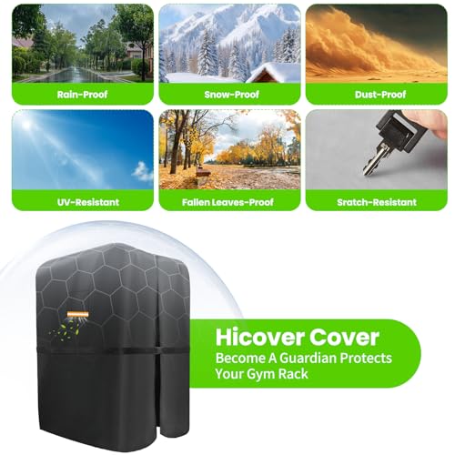 600D Gym Rack Cover with Waterproof Zipper, Protective Cover for Squat Rack/Weight Lifting Rack/Home Gym Workout Equipment-Indoor or Outdoor with Air Vent & Reflective Strip - size: 56"L×40"W×80"H