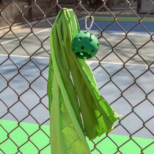 Kikkerland Pickleball Cooling Towel – Portable Workout Towel with Pickleball Case & Carabiner for Easy Carry & Access