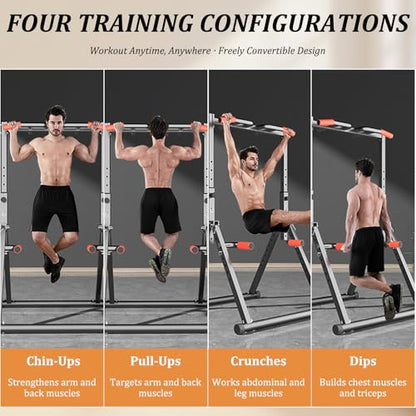 Indoor Pull-up Bar For Home Use, Pull Up Dip Station Foldable, Freestanding Fitness Equipment, 8-level Height Adjustment, Freestanding Pull-up Bar Fitness, Load-bearing 600kg, For Home Outdoor