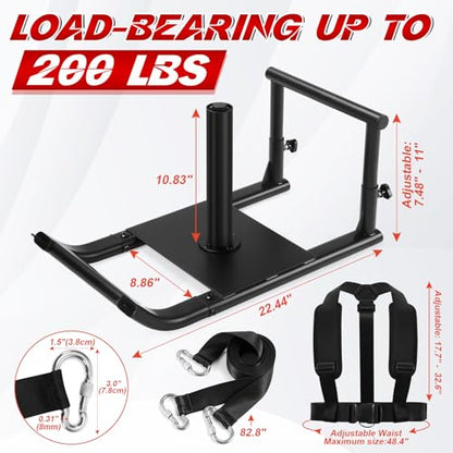 Medium-sized Weight Sled, Adjustable Height Workout Fitness Sled for Speed Training, Push and Pull Sleds for Exercise, Suitable for 1" & 2" Weight Plate, Applicable to Multiple Scenarios
