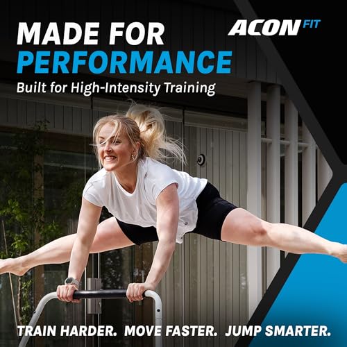 ACON FIT 55" Hexagon Mini Trampoline with Handle - Active Handlebar Excercise Trampoline for Adults, Indoor Cardio & HIIT Fitness Rebounder, 48 Bungee Cords, Adjustable Bar, 300 lb Capacity