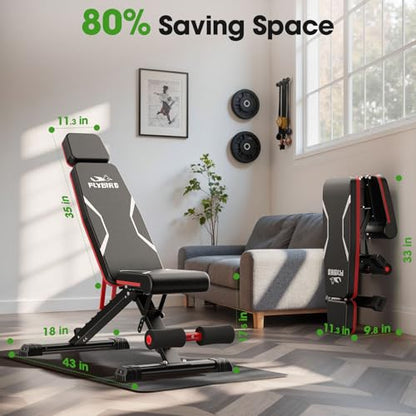 FLYBIRD Adjustable Weight Bench, Full Body Workout Bench for Home Gym - size: XL