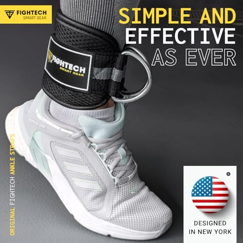 FIGHTECH Ankle Straps Cable Machine Attachment for Gym - Cable Kickback Ankle Straps - Padded Ankle Cuffs for Glute Kickbacks and Leg Workouts - color: Classic Black