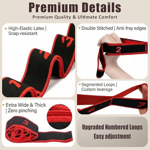 Resistance Bands for Working Out, Numbered Fabric Exercise Bands for Women Men, Non-Slip Stretching Strap with Loops for Yoga, Pilates, Physical Therapy,Dance, Home Workout Equipment
