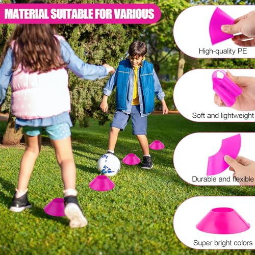 15pcs Soccer Cones for Sports Training, Mini Football Cones Flexible Agility Sports Cones Small Practice Cones for Football Basketball Running Drills Sports Games Field Cone Markers Kids (Rose Red)