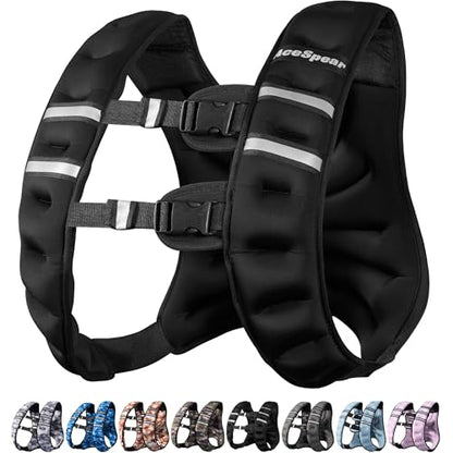 Weighted Vest for Men Women 6lbs/8lbs/10lbs/12lbs/14lbs/16lbs/18lbs Body Weight Vest with Reflective Stripe for Running Walking Jogging Fitness Strength Training Workout