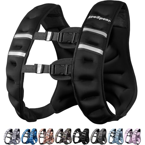 Weighted Vest for Men Women 6lbs/8lbs/10lbs/12lbs/14lbs/16lbs/18lbs Body Weight Vest with Reflective Stripe for Running Walking Jogging Fitness Strength Training Workout