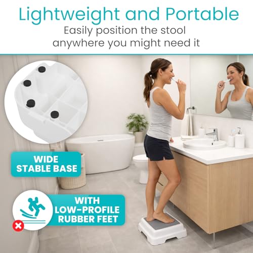Vive Bath Shower Step Stool (4.5") - Slip Resistant, Stackable, Indoor/Outdoor - Safety Stepping Stool Bathroom Aid for Adults, Handicap, Elderly, Seniors, Bathtub, High Beds, Kitchens - Nonslip
