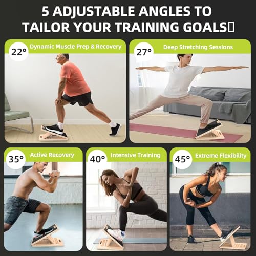 Adjustable Wooden Slant Board for Calf Stretching ,Portable Calf Strecther Incline Board for Knees Ankle Heel Feet Leg,Slanted Board for Physical Therapy
