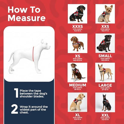Service Dog Vest Harness - Durable & Adjustable Vest for Dog with Reflective Straps, Removable Patches, 50 ADA Cards, Handle & D-Ring, Travel and Daily Use,Bright Red, Small 19.5"-25"