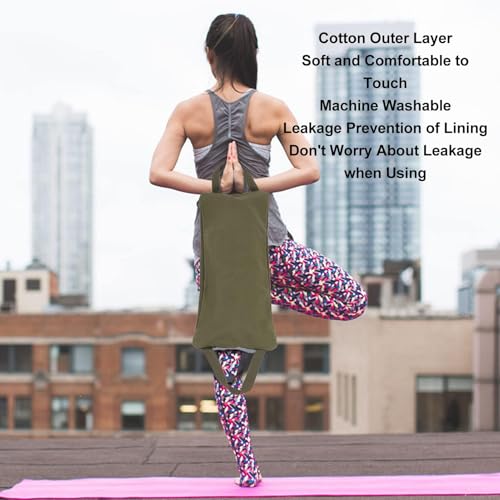 Sandbags for Working Out, Green Yoga Sand Bag for Weight Training with Double Handle, Adjustable Fillable Yoga Canvas Sandbags for Adding Weight and Support