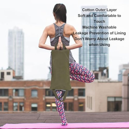 Sandbags for Working Out, Green Yoga Sand Bag for Weight Training with Double Handle, Adjustable Fillable Yoga Canvas Sandbags for Adding Weight and Support