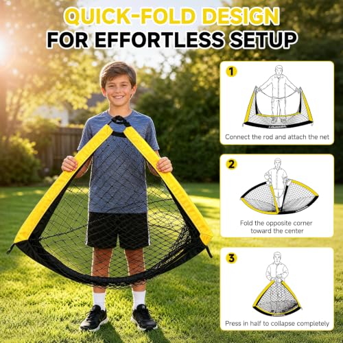2 Pack Kids Soccer Goals for Backyard Set, 4x3 ft Pop Up Soccer Goal - color: Black Yellow