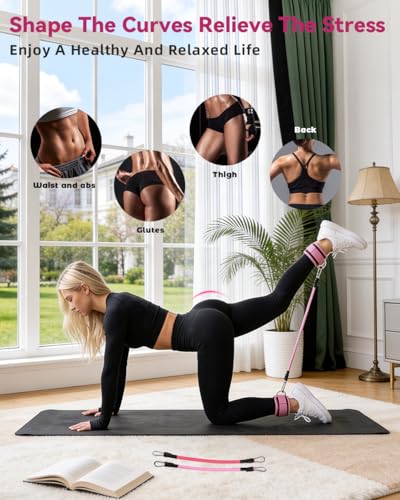 Pilates Kit for Home,24 pcs Workouts Sets for Women 14”Pilates Circles 8" Yoga Ball, Resistance Band for Ankle,Back,Legs,Glutes,Pilates Equipment Ideal for Home Gym & Travel Fitness Essentials