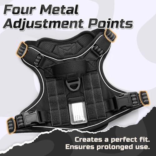 rabbitgoo Tactical Dog Harness for X-Large, No Pull Military Service Vest - color: Black, size: X-Large