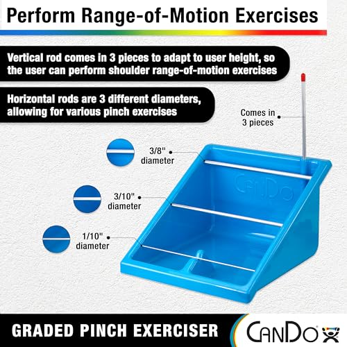CanDo Graded Pinch Exerciser, Finger Exerciser Hand Therapy Equipment for Recovery, Grip Strength Trainer, Kit with 50 Pinchers