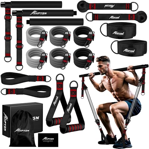HPYGN Pilates Bar Kit with Resistance Bands, Heavy Duty Multifunctional Pilates Workout Equipment for Strength Training, HIP, Back, Arms, Ab, Shoulders, Portable Home Gym & Travel Fitness Gear for Men - style: 330lbs