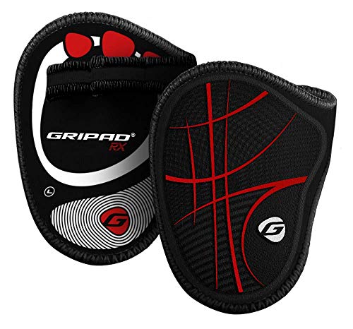 Gripad RX Lifting Grips | The Most Durable Grip Pads Yet | The Alternative to Weight Lifting Gloves, Gym Workouts, WOD, Weightlifting | Neoprene Hand Grips | Flexible Rubber Palm - color: Black / Red