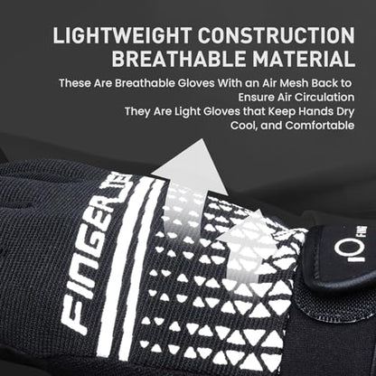 FINGER TEN Workout Gloves Full Finger with Padding 1 Pair - color: Black, size: X-Large