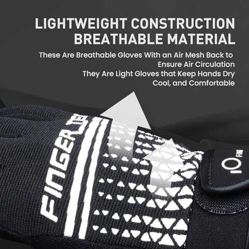 FINGER TEN Workout Gloves Full Finger with Padding 1 Pair - color: Black, size: Large