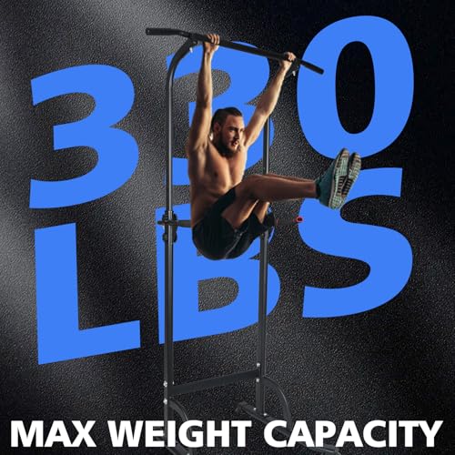 Dip Station Strength Training Dip Stands Station with Connecting Rod and Padded Handles for Home Gym & Fitness Training - color: Black-330lbs