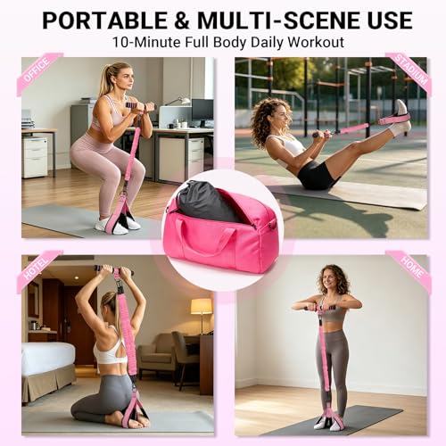 Resistance Bands with Handles and Foot Pedals, 3-Tube Adjustable Resistance Bands (20/30/40 lbs, 7 Levels Free Combination, Max 90 lbs), Natural Latex Anti-Break Exercise Bands
