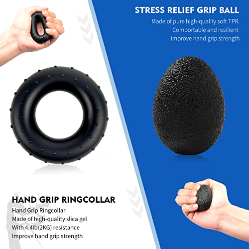 Hand Grip Strengthener Kit (7 Pack), Adjustable Grip Strength Trainer, Forearm Workout Trainer, Finger & Hand Strength Exerciser for Muscle Building & Grip Strength Recovery
