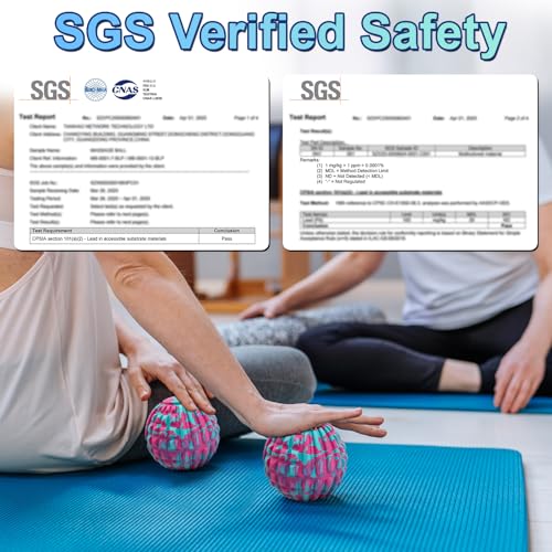 Deep Tissue Massage Ball for Exercise & Recovery - SGS Certification - Targets Back, Shoulder, Legs&Feet - Relieves Muscle Knots, Joint Pain&Tightness, Pressure Point Therapy- Myofascial Release Ball