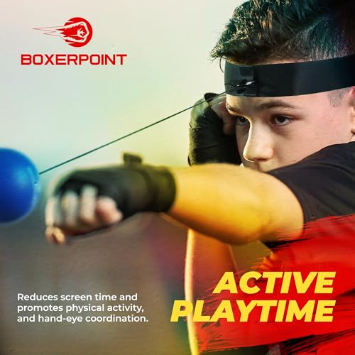 Boxing Reflex Ball for Adults and Kids - React Reflex Balls on String with Headband, Carry Bag and Hand Wraps - Improve Hand Eye Coordination, Punching Speed, Fight Reaction - style: Kids
