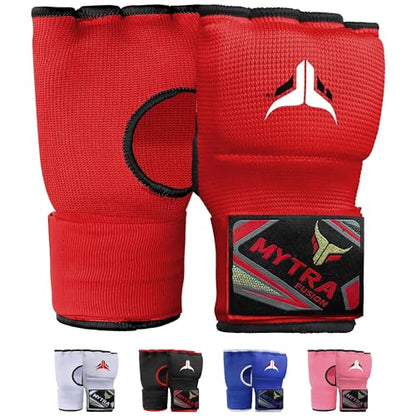 Mytra Fusion Gel Padded Inner Gloves Boxing Hand Wraps for Kids, Boxing Wraps with 80 cm Long Wrist Strap for MMA, Kickboxing, Punching, Martial Arts & Muay Thai Hand Wraps - color: Red