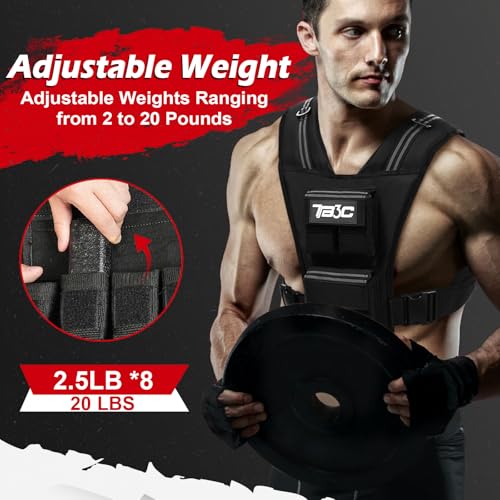 Adjustable Weighted Vest Men and Women 20lbs/ 30lbs/ 40lbs Weights with Reflective Stripe, Weight Vest Woman Workout Vest for Strength Training,Running & Walking