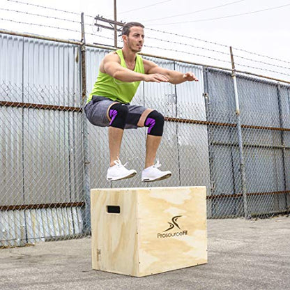 ProsourceFit 3-in-1 Wood Plyometric Jump Box For Cross Conditioning, Agility, Vertical Jump Training & Plyo Workouts - size: Beige 24 x 20 x 16, style: Smooth Sanded Finish