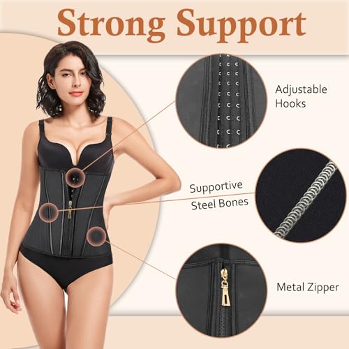 Waist Trainer for Women Latex Corset Shapewear Faja Body Shaper Hourglass Bodysuit, Tummy Control Sport Workout - size: Large