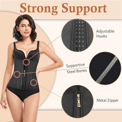 Waist Trainer for Women Latex Corset Shapewear Faja Body Shaper Hourglass Bodysuit, Tummy Control Sport Workout - size: Large