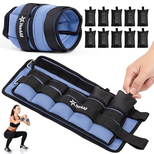 Yes4All Adjustable Wrist & Ankle Weights 3.5/5 LB Pair, Leg Weights for Women & Men, Weighted Arm Bands with Removable Sandbags for Fitness, Pilates, Walking, Strength Training - Versatile Colors - color: Blue, style: 3.5LB x 2