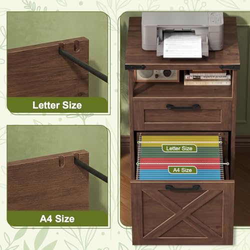 Vabches Office Filing Vertical Cabinet with 2 Drawers, Walnut. - color: Walnut, size: Vertical