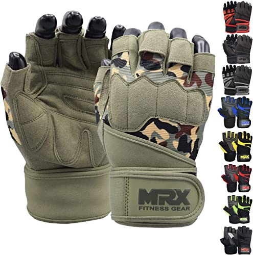 MRX Weightlifting Gloves for Men Workout Gloves Mens Wrist Support Lifting Gloves Male Gym Gloves | Workout Gym Accessories for Men Weight Lifting Fingerless Gym Exercise for Powerlifting - color: Olive Green, size: XX-Large