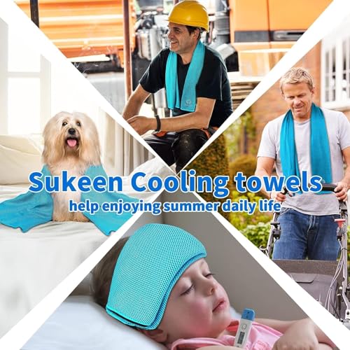 Sukeen Cooling Towel (40"x12"), Soft Breathable Cooling Towels for Neck and Face, Chilly Sweat Towel, Neck Cooling Wraps for Gym, Yoga, Sports, Camping, Hiking - color: Dark Blue/Grey/Pink/Lake Blue/Black/Green/Brown/Purple/Blue/Dark Grey