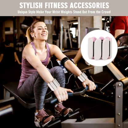 Wrist Weights - 1 Pair (1 lb Each) | Adjustable Wearable Wrist Ankle Weights, Silicone Wrist Bangles Leg and Arm Weights for Women | Yoga, Dance, Pilates, Swimming, Walking and Gym