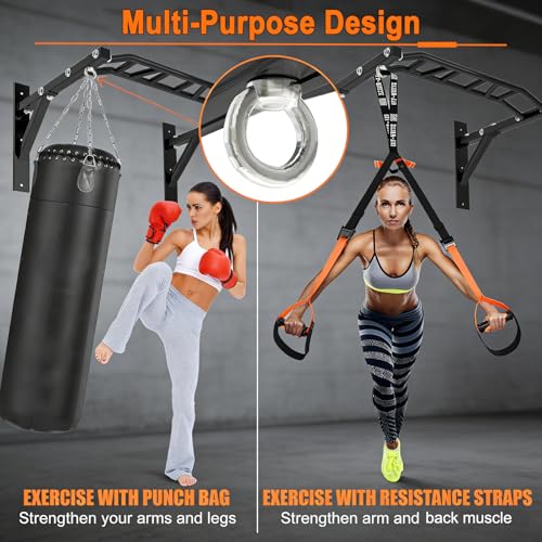 Wall Mounted Pull Up Bar and Dip Station, Heavy Duty Wall Mount Pull-up Chin Up Bar Multifunctional Home Gym Workout Indoor Exercise Equipment Support to 880 Lbs Standards - color: Standards