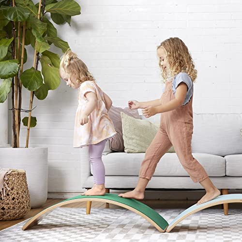 ECR4Kids Wooden Rocking Balance Board with Non-Slip Felt Base, Montessori Toy, Green - color: Green