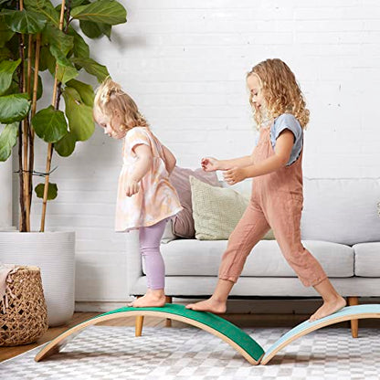 ECR4Kids Wooden Rocking Balance Board with Non-Slip Felt Base, Montessori Toy, Green - color: Green