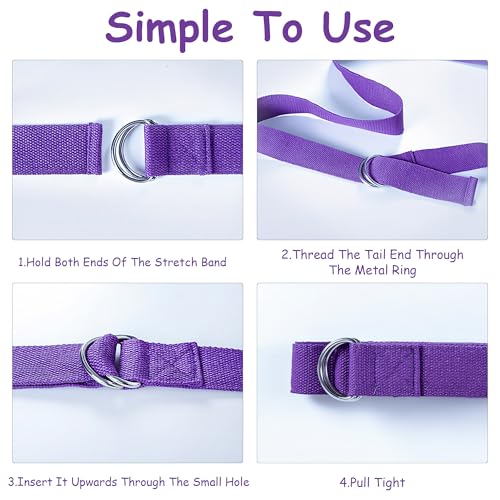 Stretching Strap Yoga Strap with Loops Stretch Straps for Physical Therapy Non Elastic Exercise Strap for Pilates Dance and Gymnastics - color: Purple