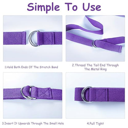 Stretching Strap Yoga Strap with Loops Stretch Straps for Physical Therapy Non Elastic Exercise Strap for Pilates Dance and Gymnastics - color: Purple