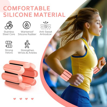 Adjustable Wrist & Ankle Weights Set of 2(1Lbs Each), Premium Silicone Wearable Weight Bracelets, Fits for Yoga, Pilates, Home Gym Workout, Dance, Pool Exercises, Jogging, Cardio, Strength Training - color: Orange