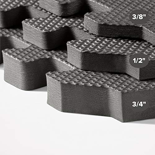 We Sell Mats 1/2 Inch Thickness Multipurpose EVA Foam Floor Tiles, Interlocking Floor Mat for Indoor Gym and Home Use, 24 in x 24 in, Charcoal Gray (24-13M)